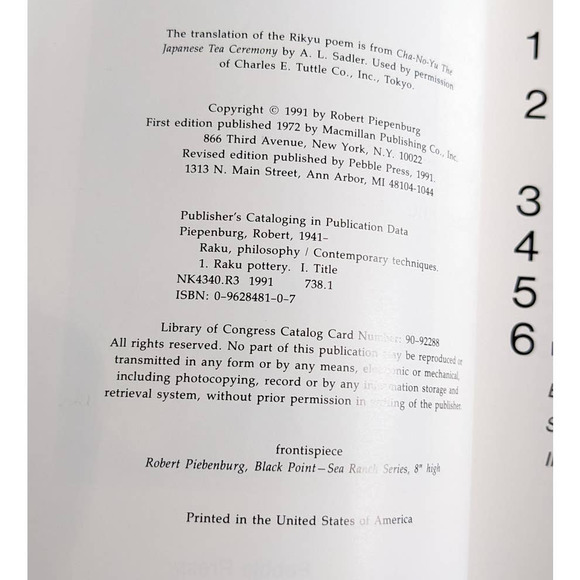 Raku Pottery (1991) by Robert Piepenburg Vintage Softcover Book SIGNED COPY - Picture 5 of 10